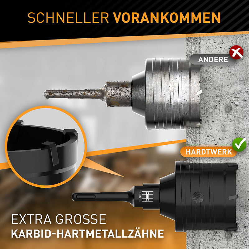 HARDTWERK Turbo drill bit 68 mm SDS Plus [XXL teeth] - can drill, hammer impact resistant for sockets in masonry, stone, concrete, drywall - socket drill, crown drill