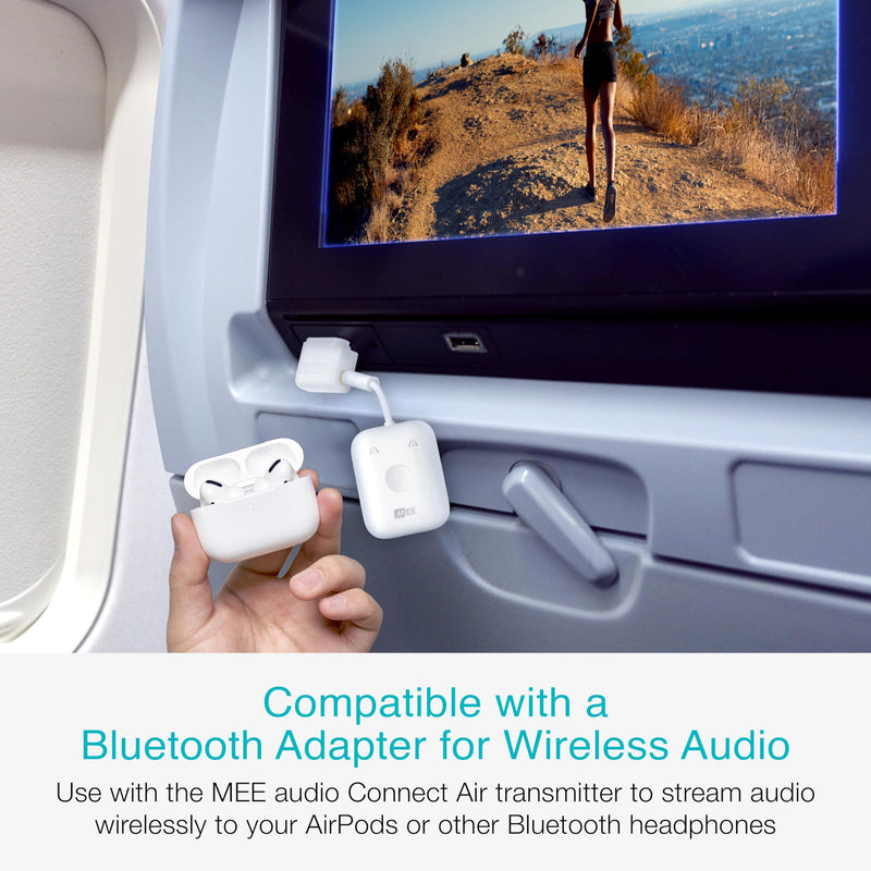 MEE audio Airplane Headphone Adapter for in-Flight Entertainment Systems - Dual 3.5mm Male to 3.5mm Female - Works with Headphones, Headsets, and Bluetooth Adapters (2 Pack), White