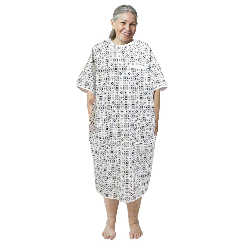 Hospital Gown, Heart Chest Pocket for Women and Men, Medical Patient Gowns, Birthing Maternity Labor, Fits to XXL 1