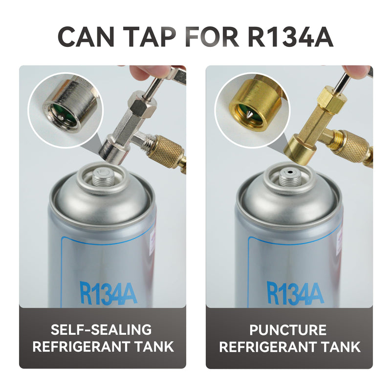 BACOENG R134a Can Tap Kit, for R134a Refrigerant Refill, with Self Sealing & Puncture Style 134a Can Taps, Valve Core Removal Tool, 1/4'' F to 1/2'' M Tank Adapter