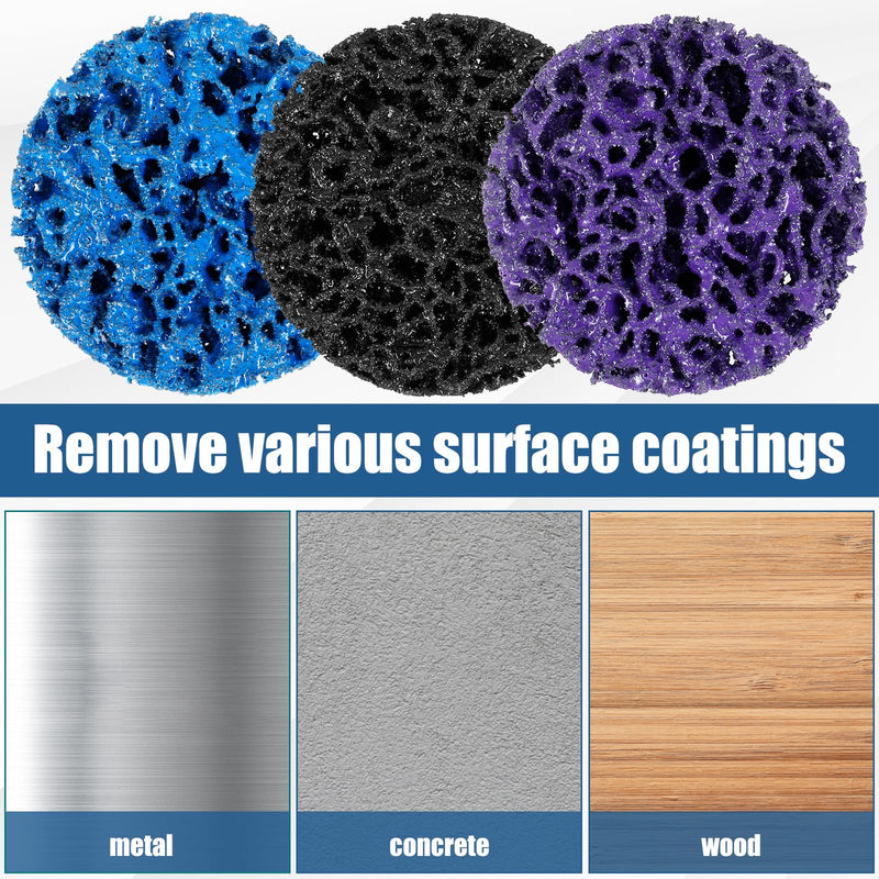 45 pieces CSD disc sanding disc 50 mm coarse grinding disc with stand purple/blue/black cleaning disc drill cleaning disc set for surface processing polishing rust removal