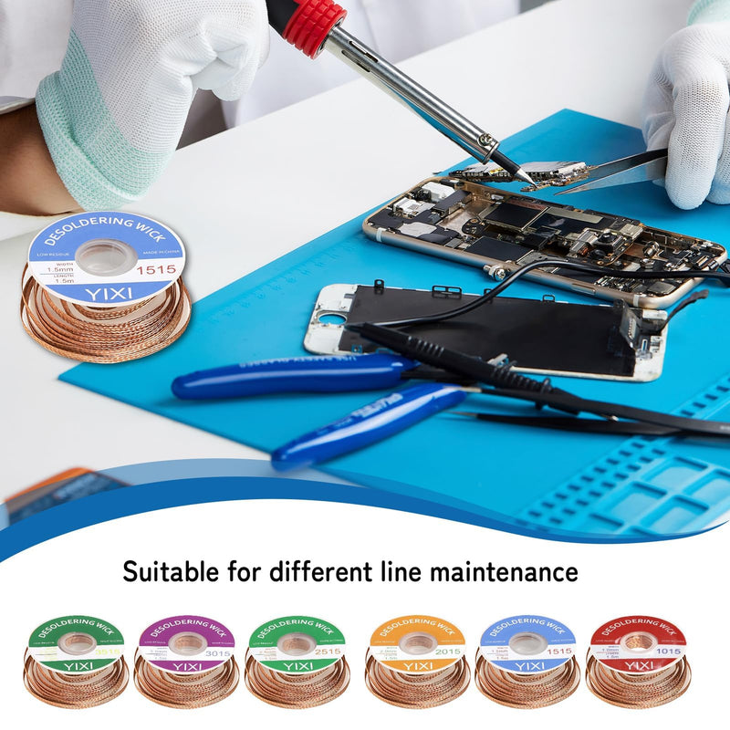 Desoldering Braid, Desoldering Wire, Desoldering Wire, Copper Desoldering Wire (1.0/1.5/2.0/2.5/3.0/3.5 mm), Ideal for Desoldering and Removing Solder on Solder Joints, High Thermal Conductivity Soldering Braid