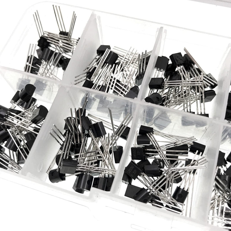 JZK 200 PCS Bipolar BJT Transistors Assortment Kit, 10 Values PNP NPN Power Transistors Set, BC337 BC327 2N2222 2N2907 2N3904 2N3906 S8050 S8550 A1015 C1815