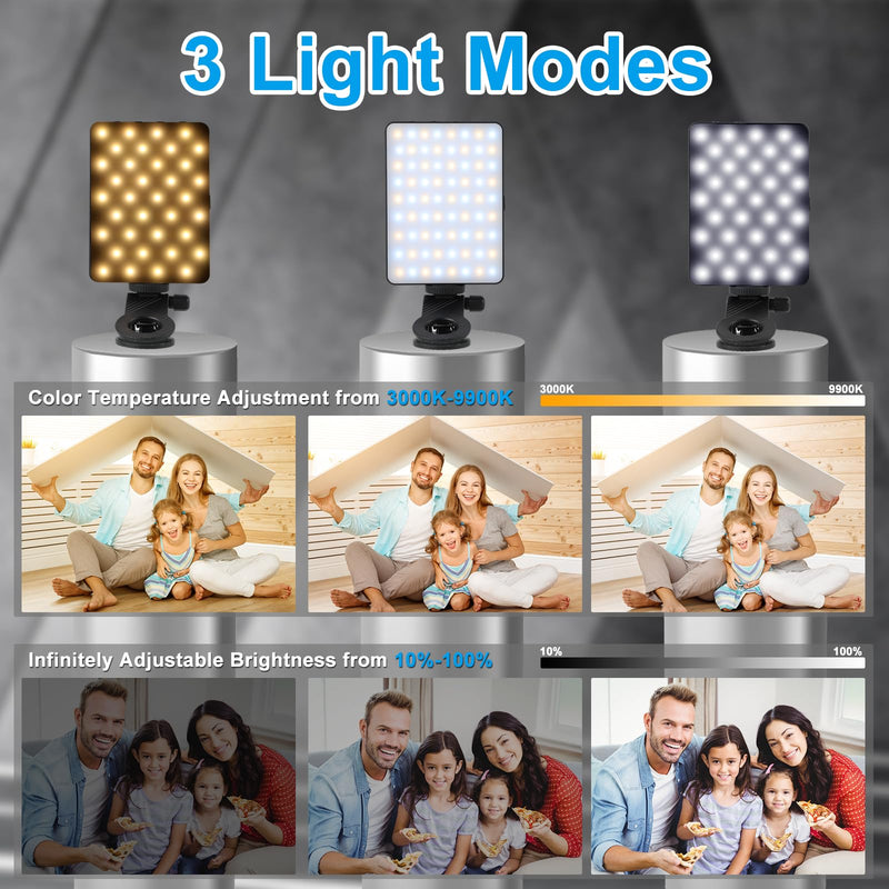 Selfie Phone Light with Front & Back Clips, LED Video Light Photography Lighting Lamp with 3 Light Modes for iPhone Computer Laptop Cameras Vlogging Makeup Tiktok Black(M15)