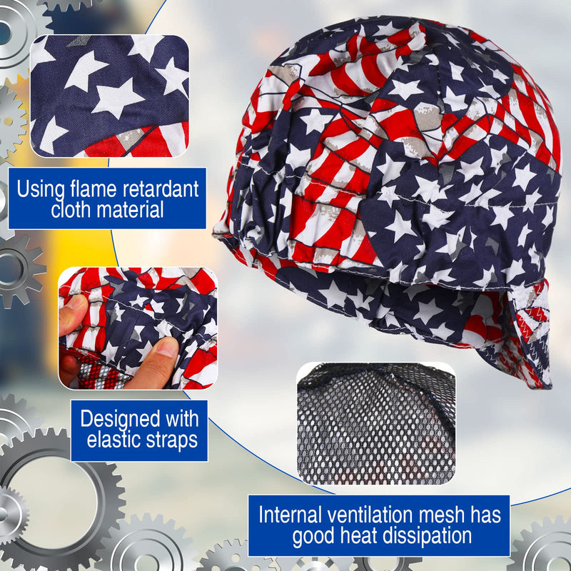 Macarrie 6 Pcs Welding Hat for Men Electric Mesh Inside Welding Cap Flame Resistant Cotton Hat Electrician Gas Station Most Helmet