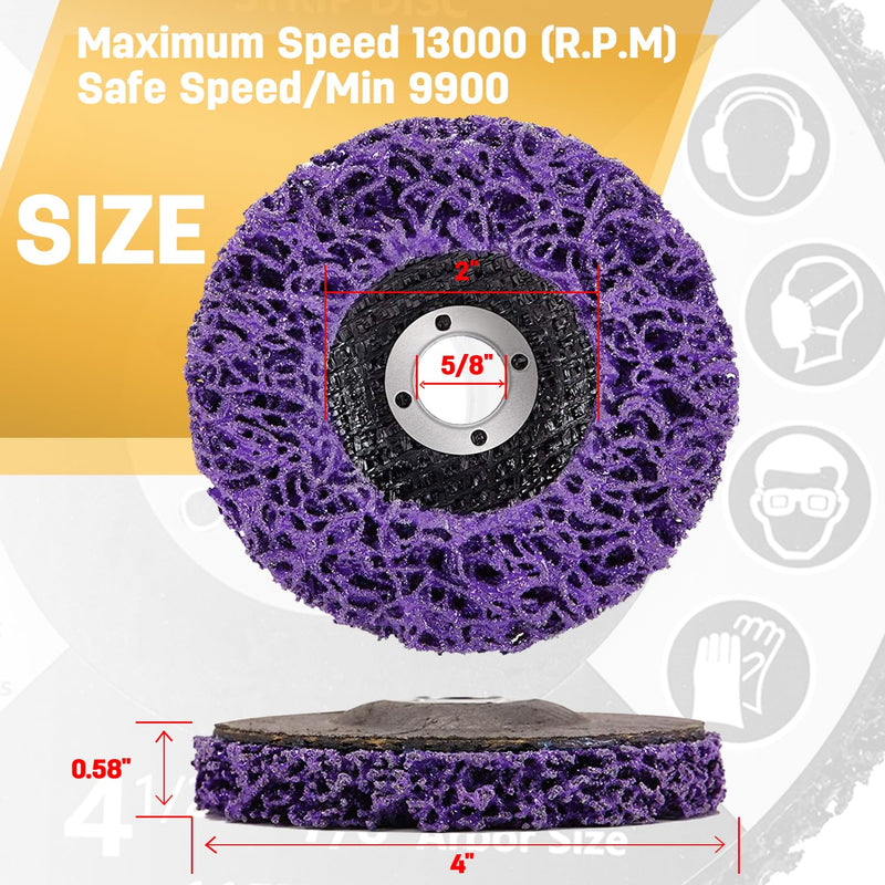10 Pack Strip Discs Rust Remover Wheel Stripping Wheel for Angle Grinder Paint Strip Wheel Quick Abrasive Discs Rust, Oxidation, Paint Remover (4'' x 5/8'') 4'' x 5/8''-Purple