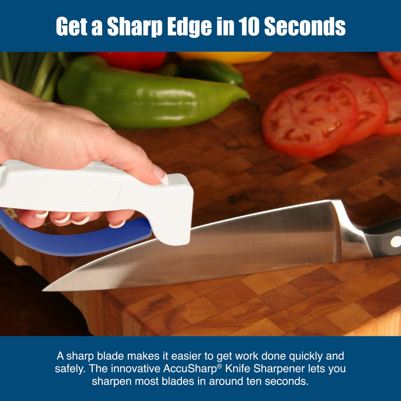 AccuSharp Hand-Held Carbide Blade Sharpener, Kitchen Knife and Chef Knife Sharpener, Professional Chef Grade Sharpening Tool, Restore and Hone Straight & Serrated Knives, 2-Pack, White White & White