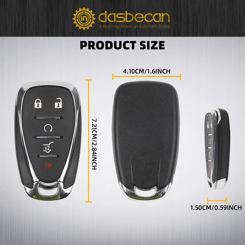 Dasbecan Key Fob Replacement Compatible with Chevy Traverse 2018 2019 2020 Blazer 2019 2020 Smart Proximity Keyless Entry Remote Control Replaces HYQ4EA 13529636 13519188 433Mhz 5 Buttons