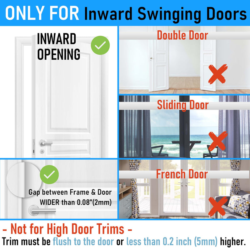 Door Reinforcement Lock, 2PACK Home Security Door Lock Withstands 800 lbs, Childproof Top Door Lock Latch for Toddlers Safety, Inside Night Defender for Inward Swinging Doors 2
