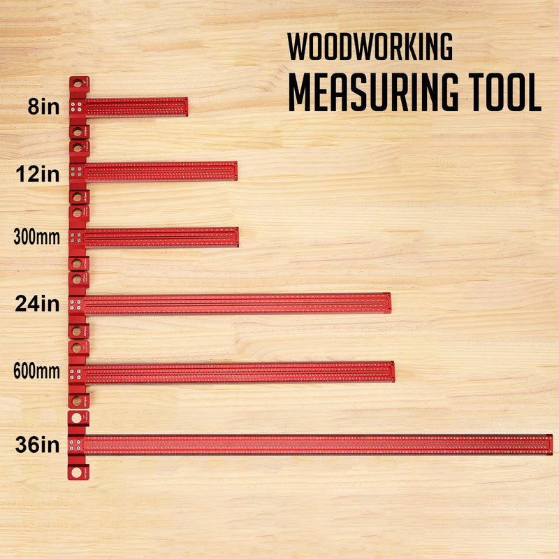 Woodworking Scriber T-Square Ruler 12in with Thoughtful Support Lips, Architect Ruler for Carpenter Work, Layout and Measuring Tools… 12 inch