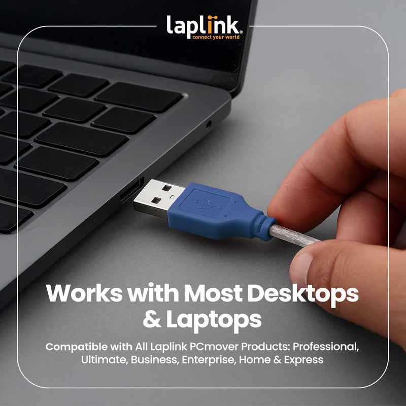 LAPLINK - USB 3.0 Super Speed Transfer Cable - USB Data Transfer Cable PC to PC - Compatible with PCmover Migration Software (not Included) - High-Speed Data Transfers up to 5 Gbps - 6 ft