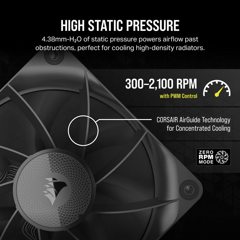 CORSAIR iCUE Link RX120 120mm PWM Fan - Magnetic Dome Bearing - Single Fan - Black Non-RGB 1 x 120mm