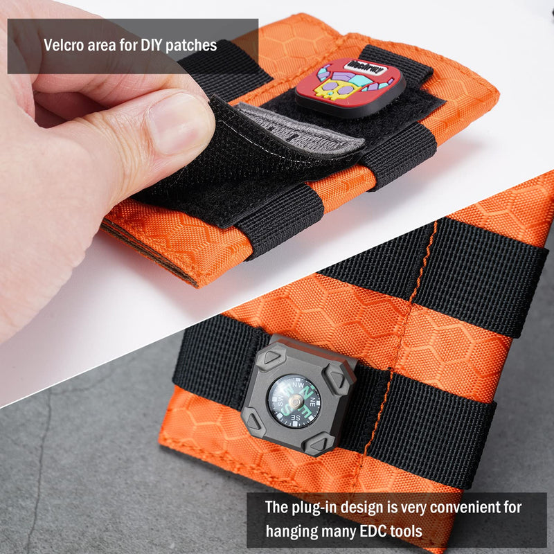 VIPERADE VE9 EDC Pocket Organizer Tool Pouch, Multitool Sheath with Patch Area for DIY, EDC Pocket Pouch with 3 Slip Pockets for Men Outdoor Activity Daily Carry Orange-Nylon