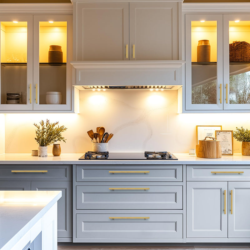 JOY DECOR 15 Pack Cabinet Handles, Gold Cabinet Pulls, 3-3/4 in Hole Center Kitchen Cabinet Handles, Stainless Steel T Bar Handles for Dresser Drawers
