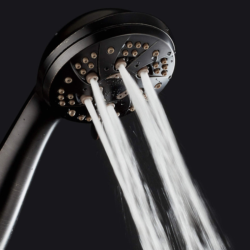 AquaDance High Pressure 6-Setting Hand Held Shower Head with Extra-Long 6 Foot Hose & Bracket – Anti-Clog Nozzles - USA Standard Certified - Top U.S. Brand - OIL RUBBED BRONZE