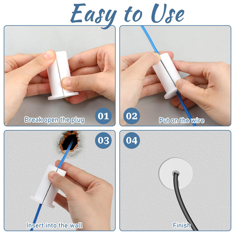 4 Pcs Cable Routing Kit for Starlink, Cable Feed Through Bushings for 1" Wall Hole, Ethernet Cable Wall Grommet for Cables Wall Grommet for Starlink Cable Routers and Ethernet Adapters(White) white
