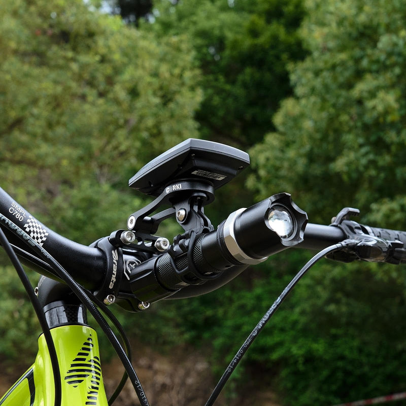 corki Cycles Adjustable Angle Out Front Stem Mounted Cycle Computer Bike Mount Compatible with Garmin Wahoo Bryton Cateye Adjustable Black