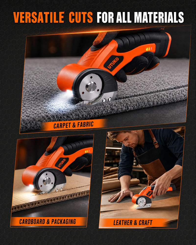 Electric Cardboard Cutter – Upgraded High-Power 800RPM Brushless Motor, 3500mAh Cordless Rechargeable Electric Scissors, Heavy Duty Box Cutter for Cardboard, Carton