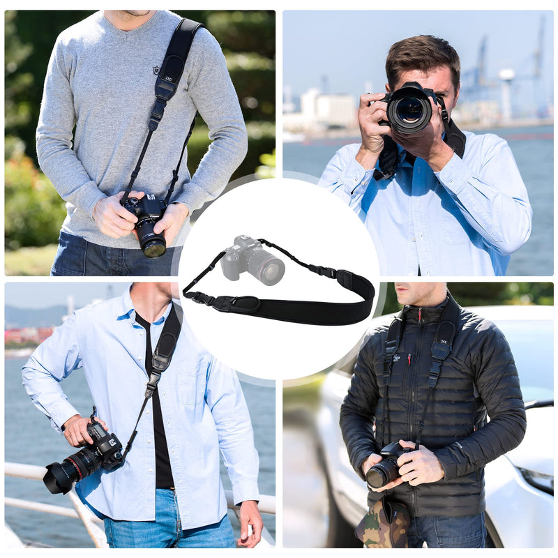 DSLR Camera Neck Strap, Soft Neoprene Shoulder Belt for Canon EOS R5 R6 5D Mark IV 6D Mark II SL3 SL2 T8i T7 T7i 90D 80D Nikon D6 D5 DF D850 D810 D780 D7500 D5600 D3500 with Zipped Pockets