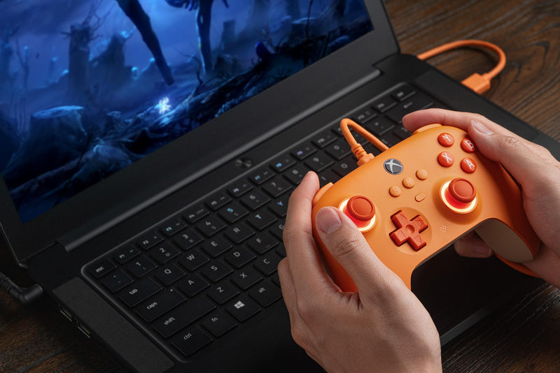 8BitDo Ultimate C Wired Controller for Xbox with Hall Effect Joysticks and Hall Triggers, RGB Lighting Fire Ring, Compatible with Xbox Series X|S, Xbox One, Windows 10/11 - Officially Licensed (Orange) Orange
