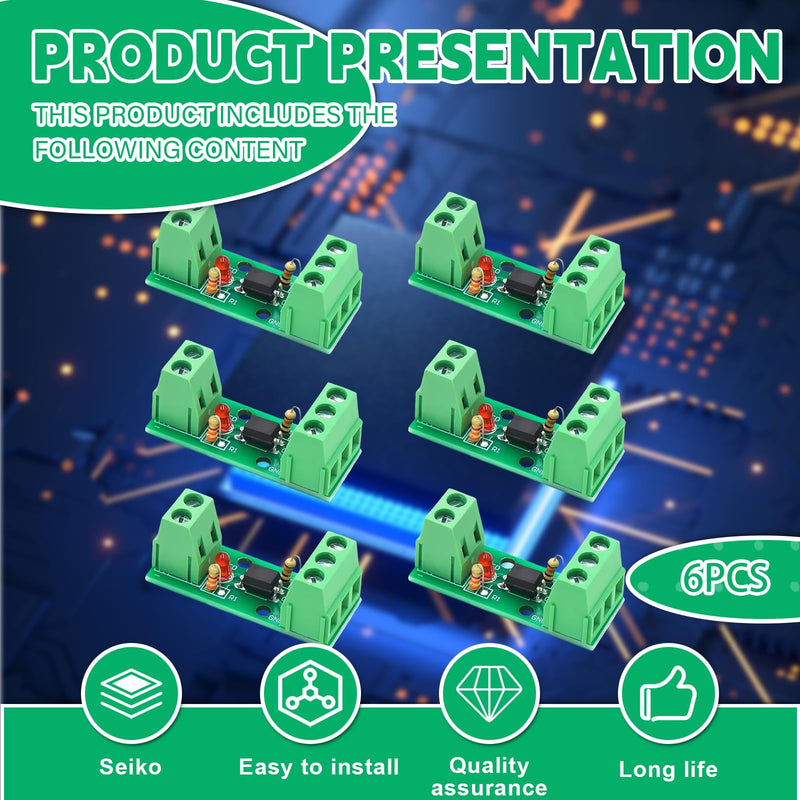 6 pieces optocoupler insulation module: EL817/PC817 12V 1 channel insulation board voltage converter adapter module, voltage current converter module