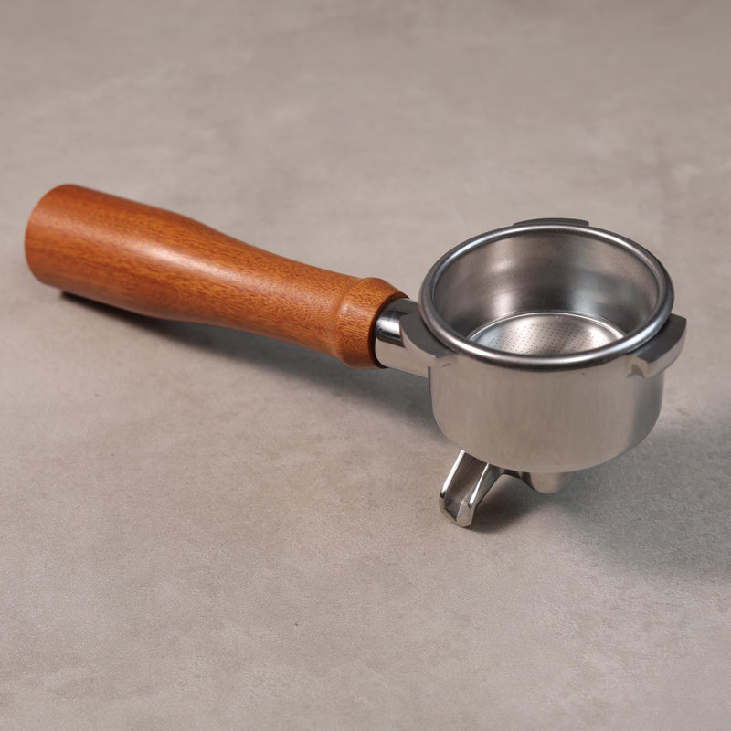 CAPFEI Portafilter 54 mm Double Spout for Sage/Breville Barista BES 870/878/880 Filter Basket with Walnut Wood and Stainless Steel Filter Holder