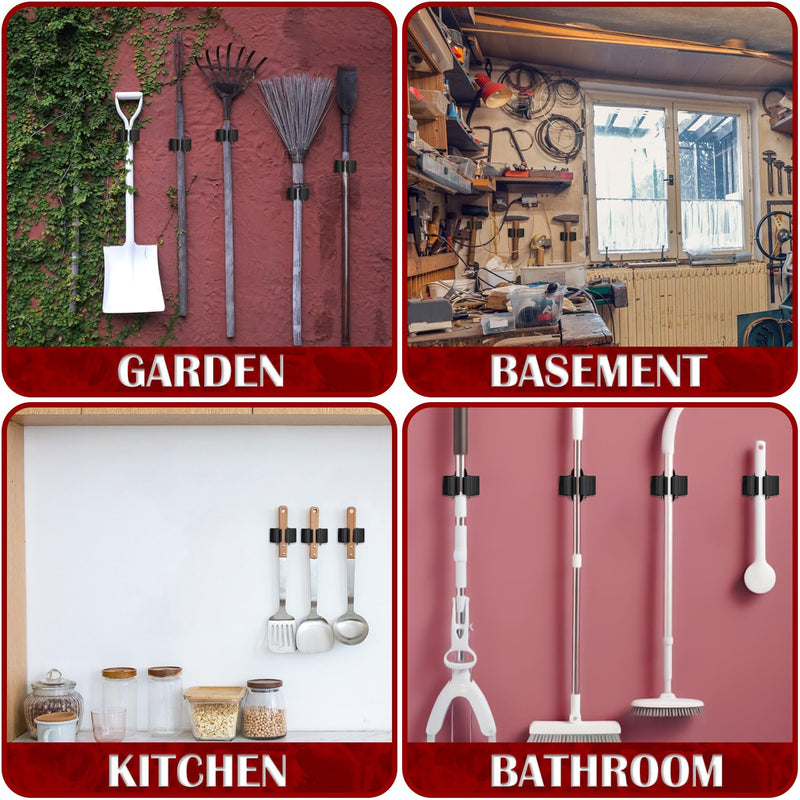 3-H 8 piece tool holder set 0.7 mm wall broom holder steel garden tool holder for broom garden tools home garden black 8 pieces