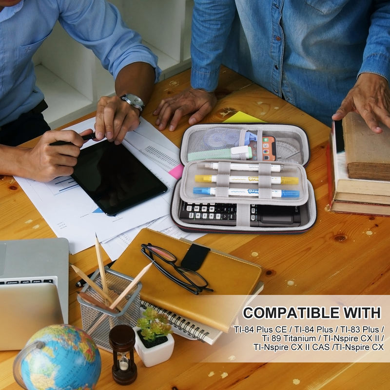 EVA Hard Case Compatible with Texas Instruments TI-Nspire CX II/TI-NSPIRE CX-II CAS,Portable Case for TI-84 Plus/TI-84 Plus CE/TI-83 Plus/TI-85/TI-89 Color Graphing Calculator - Grey