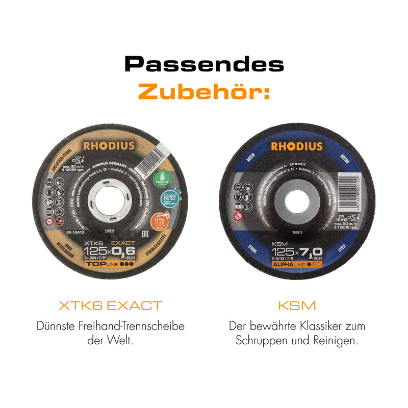 Rhodius Vision Pro Flap Disc, 125 mm, K60, Pack of 10, Proline | Made in Germany, transparent when turning, clear view of the workpiece, for metal, stainless steel & steel, for angle grinders 2-Ø 125 mm