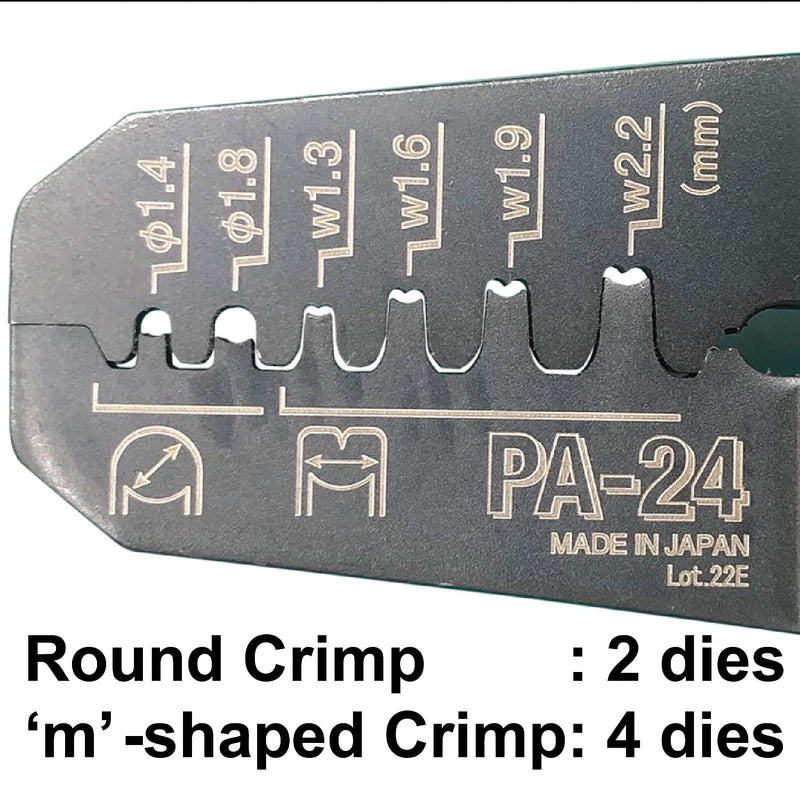 ENGINEER PA-24 Micro Connector Crimping Pliers Tool 160mm (Made in Japan) for JST XH, PH, EH & NH series, Molex Micro-Fit, KK series (AWG #32-#18) 4) For small and medium terminals (QI connector)
