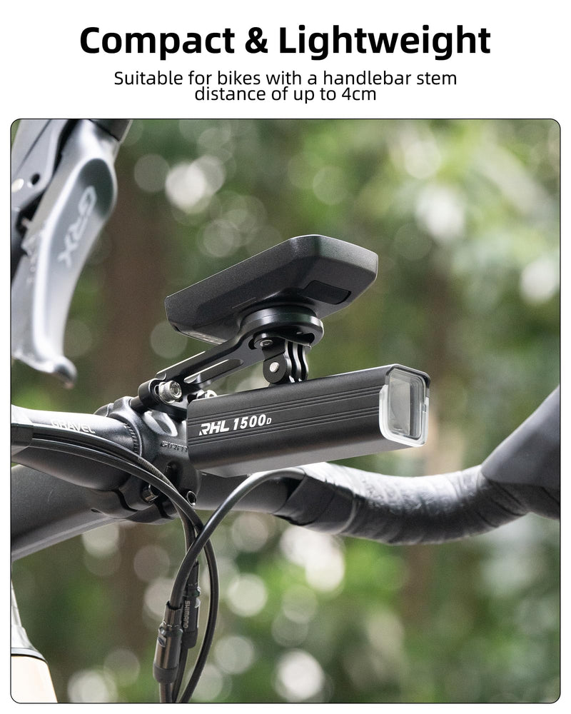 ROCKBROS Bike Computer Mount Out-Front Bike Computer Mount Aluminum Integrated Bicycle Computer Mount Cycling Computer Mount Compatible with Garmin, Bryton, Go Pro Basic mount