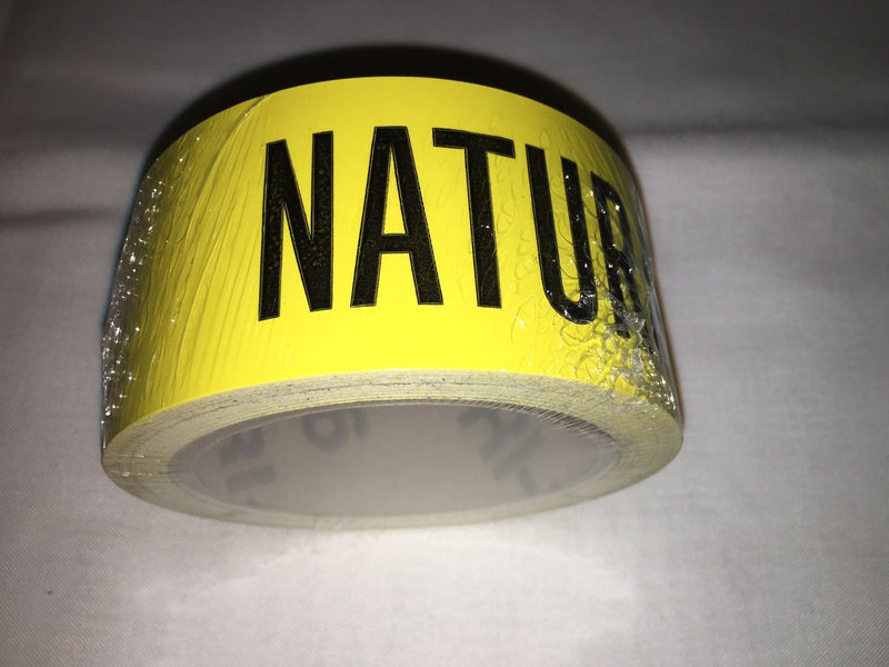 [Australia - AusPower] - Roll of Natural Gas Pipe Markers, 72 Labels in a Roll, Self Adhesive Stickers You Peel and Stick, Black on Yollow, Gas Pipe Stickers, 9" Perforated, 2" X 9" Wide, Good for Gas Inspection 