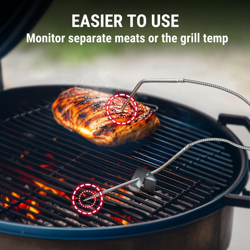 ThermoPro 450 ft Bluetooth Meat Thermometer with 2 Probes, Meat Thermometer Digital Wireless for BBQ Oven, Smoker Thermometer for Cooking Chicken Steaks Poultry 2 Probes-Waterproof