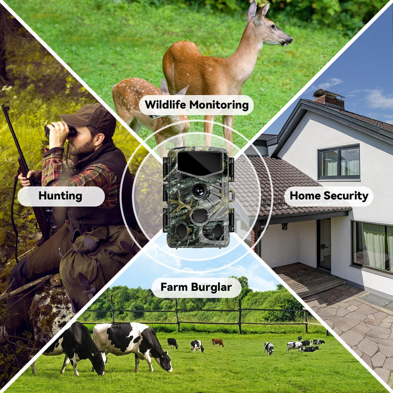 Trail Camera, 48MP 4K Game Camera with 0.1s Trigger Time, 130°Wide-Angle, Trail Cameras with Night Vision Motion Activated Waterproof IP66, 2.0”Screen Trail Cam for Wildlife Monitoring