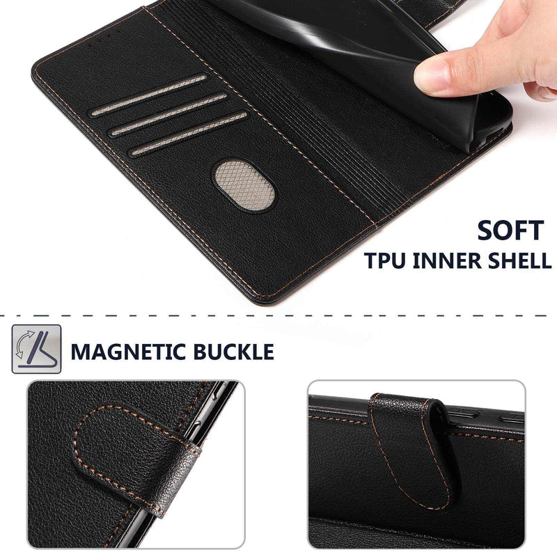 JanCalm for Moto G 5G 2023 Case Wallet,[RFID Blocking][Card Holder/Cash Slots][Kickstand][Magnetic Clasp] Leather Protective Shockproof Phone Folio Flip Cases Cover for Moto G 5G (2023) (Black) for Moto G 5G (2023) Black