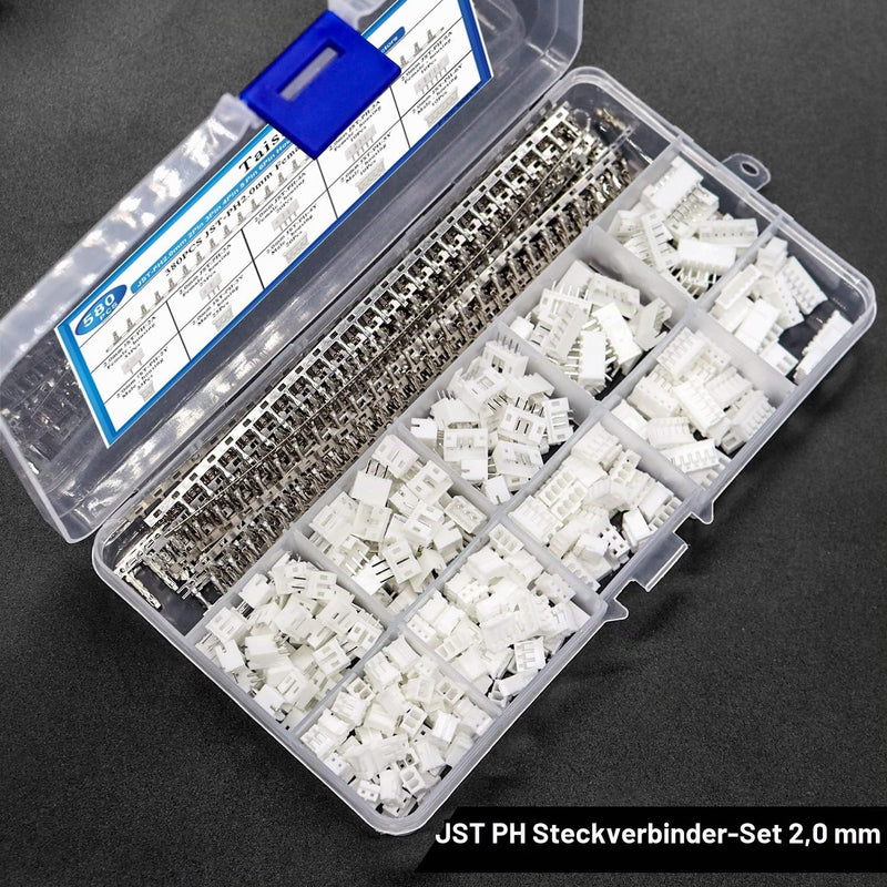 Taiss JST PH 2.0 Connector Kit 2/3/4/5/6-Pin JST Adapter Male and Nut Plug PH 2.0 mm JST Cable Connector Adapter F-066-580 Pieces PH2.0 Connector Kit