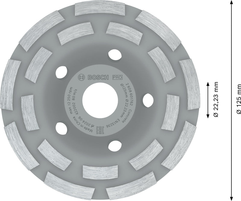 Bosch Professional Expert 2608601762 Diamond Grinding Disc for Angle Grinders (for Concrete, Grinding Wheel Diameter: 125, Bore Diameter: 22.23 mm, Accessories for Concrete Grinder) Diameter: 125 mm
