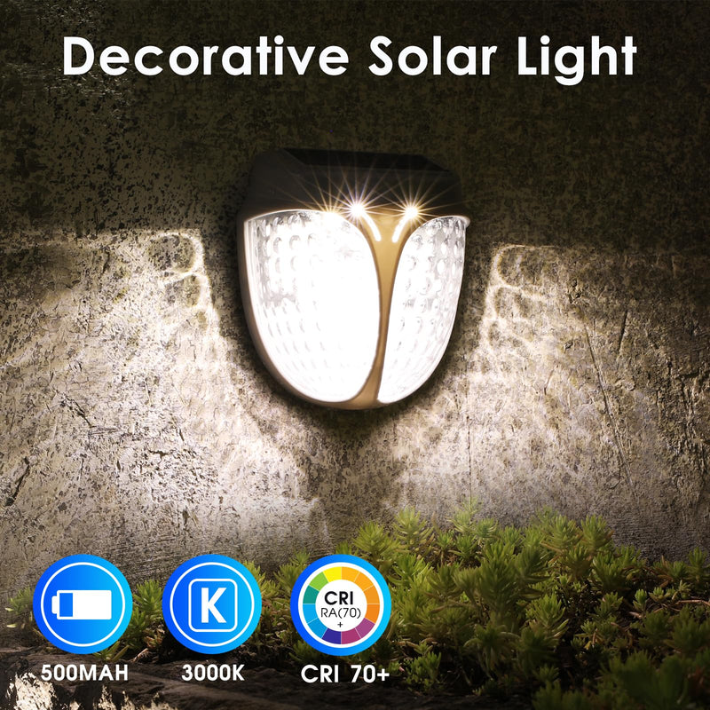Energetic Small Solar LED Lights, IP65 Waterproof Dusk to Dawn Mini Solar Powered Lighting, 3000K Outdoor Wall Light for Garden, Deck, Patio, Yard, Driveway, Porch, Front Door, No Magnetic, 3 Pack No Magnetic Solar Lights