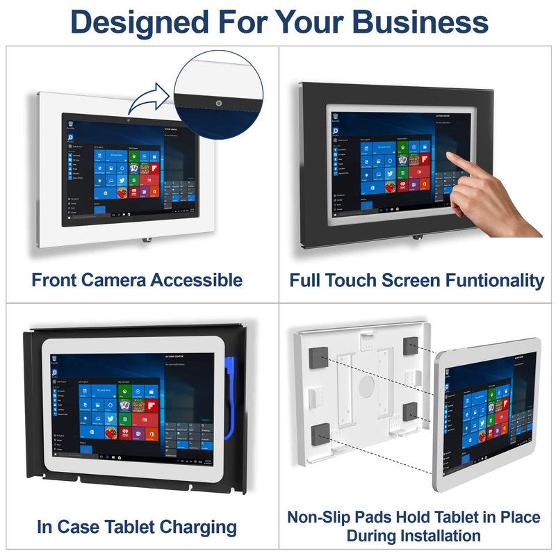 TABcare Locking Anti-Theft Security Metal Case for Microsoft Surface Go 1/2/3/4 Tablet Supports VESA, Wall Mount (Surface GO, Black)