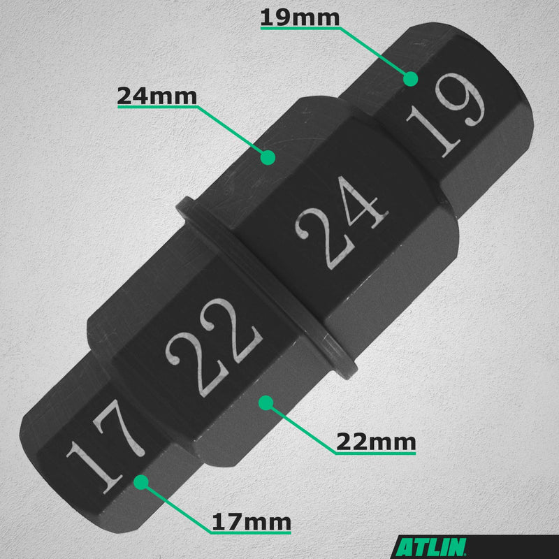 ATLIN Hex Axle Tool for Motorcycle Front Axle Wheel, 17mm, 19mm, 22mm, 24mm