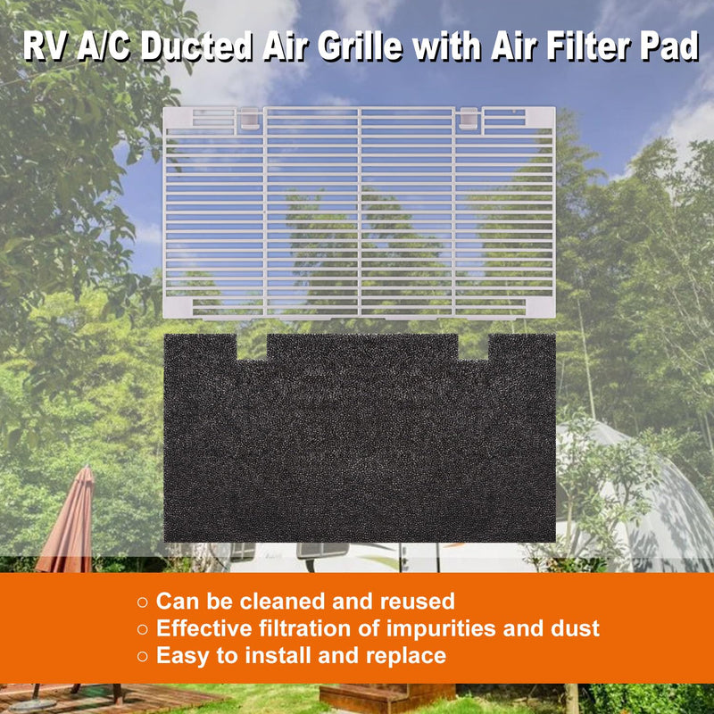 weideer RV A/C Ducted Air Grille for Dometic, Duo-Therm RV Air Conditioner Grille, RV Air Conditioner Cover with RV AC Filter Replacement for Dometic 3104928.019 Polar White