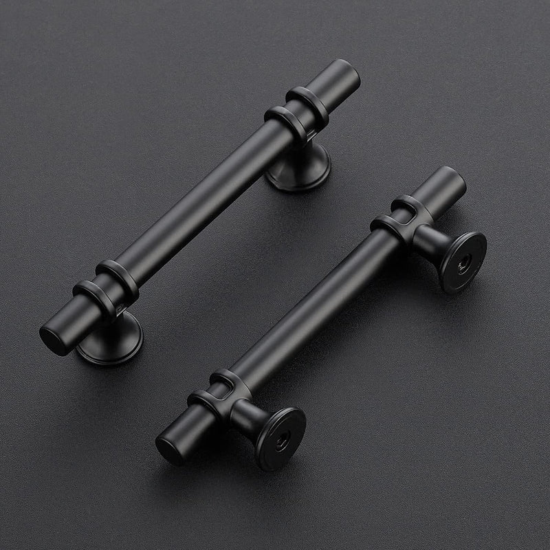 Black Cabinet Handles Black Cabinet Pulls 10 Pack 3-3/4 Inch Hole Center | Modern T-Bar Shape with Round Base, 6 Inch Overall Length, Easy Installation for Cabinets & Drawers