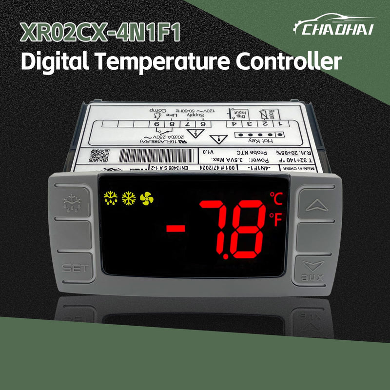 XR02CX-4N1F1 Temperature Control Refrigerator Digital Thermostat Controller for Dixell Commercial Refrigerators/Freezer 120V 50-60Hz with 2 NTC Probe for Refrigerators Freezers Heating Appliances XR02CX-4N1F1
