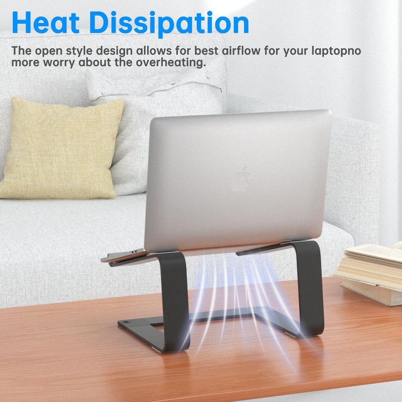 Laptop Stand for Desk Detachable Aluminum Computer Riser Portable Metal Notebook Holder Compatible with MacBook Air, Pro, Dell, HP, Lenovo and All 10-16" Laptops, Black