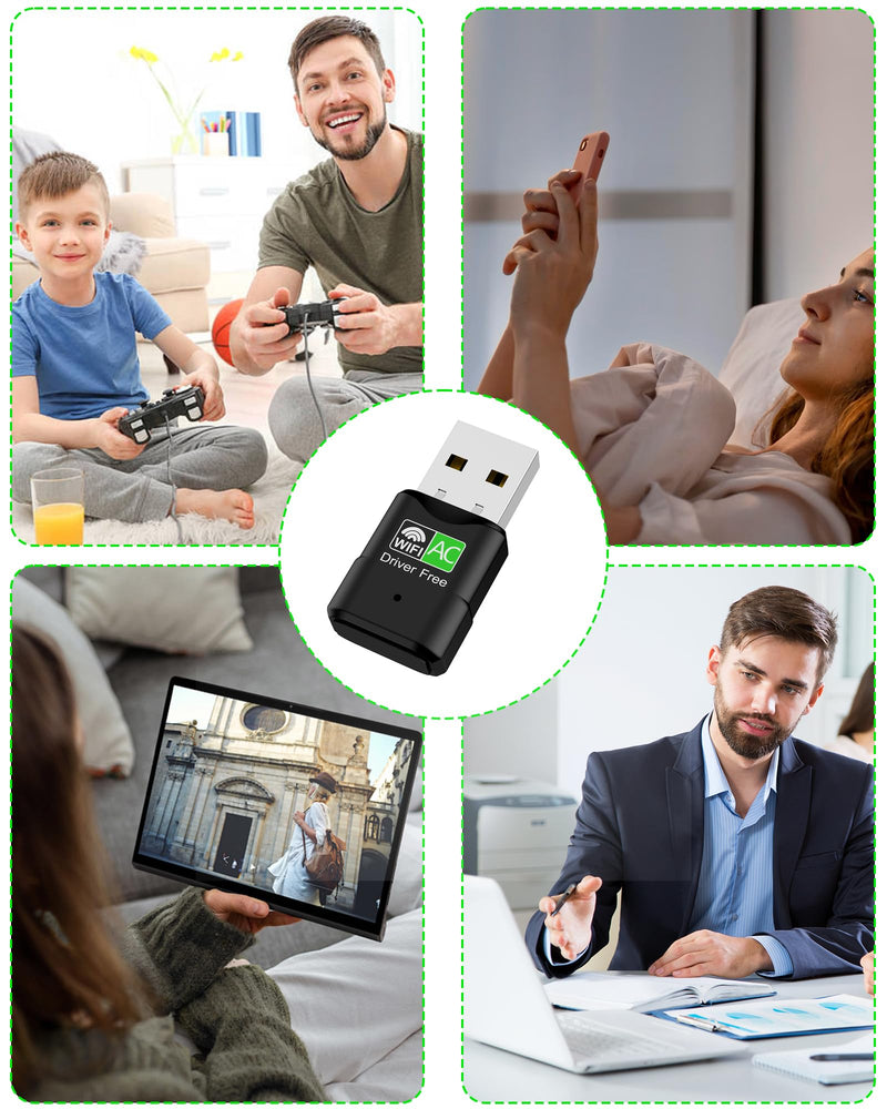 USB WiFi Adapter for Desktop PC, RENGOGA 600Mbps Dual Band 2.4G 5.8G Wireless WiFi Adapter for Laptop, Wireless Network Support Windows 11/10/8/7/Xp, USB Dongle for PC