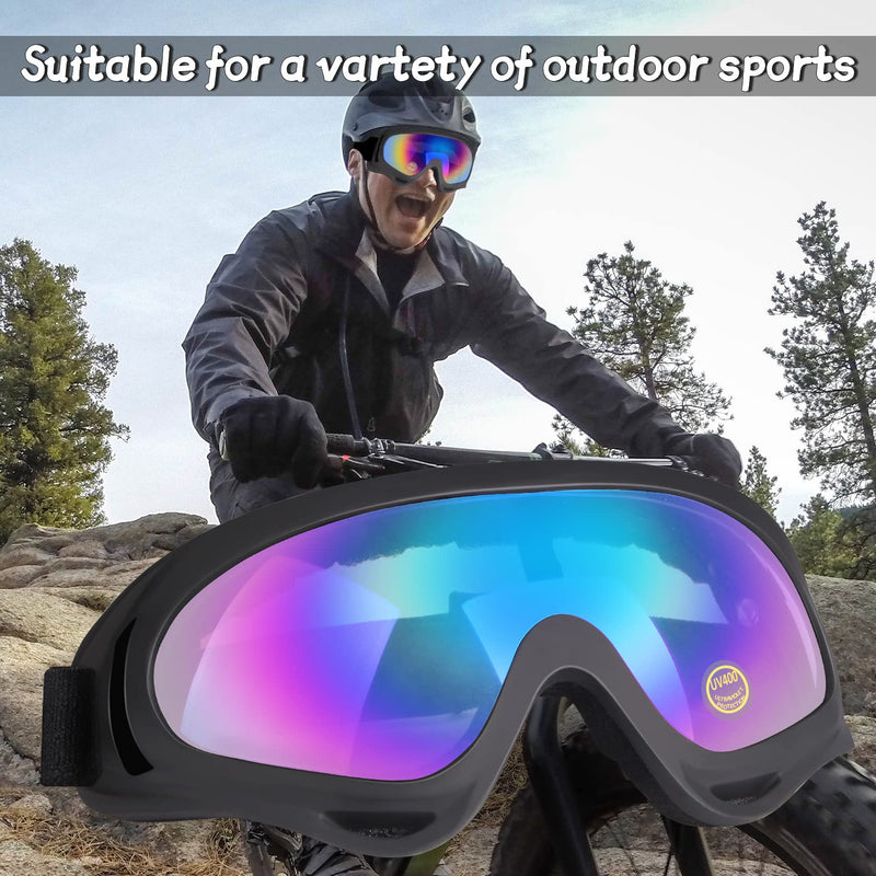 ATV Goggles Dirt Bike Goggles Motorcycle Motocross Goggles Riding Off-Road Goggles Racing MX Bike Goggles Ski UV400 Anti-Fog Impact-Resistant Dustproof Goggles Kids Youth Adult Men Women 2 Pack Black Frame/Color+clear Lens