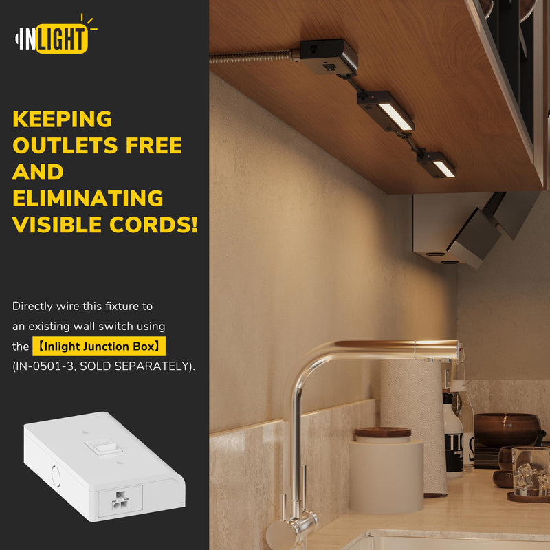 GETINLIGHT 16-inch Swivel LED Under Cabinet Lighting, 2 Color Levels, 2700K/4000K, Dimmable with Wall Dimmers, Plugged-in Only, Bronze Finished, IN-0109-4-BZ 16 Inch