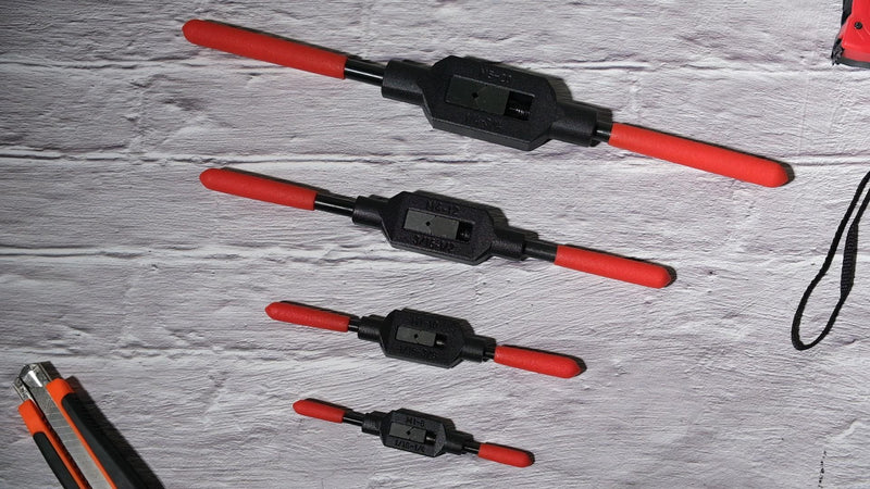 4 Pcs Adjustable Tap Wrench Screw Holder Reamer Hand Tool with Plastic Dipped Non-Slip Handle for Tap Reamer (1/4"-3/4", 3/16''-1/2'', 1/16''-3/8'', 1/16"-1/4")