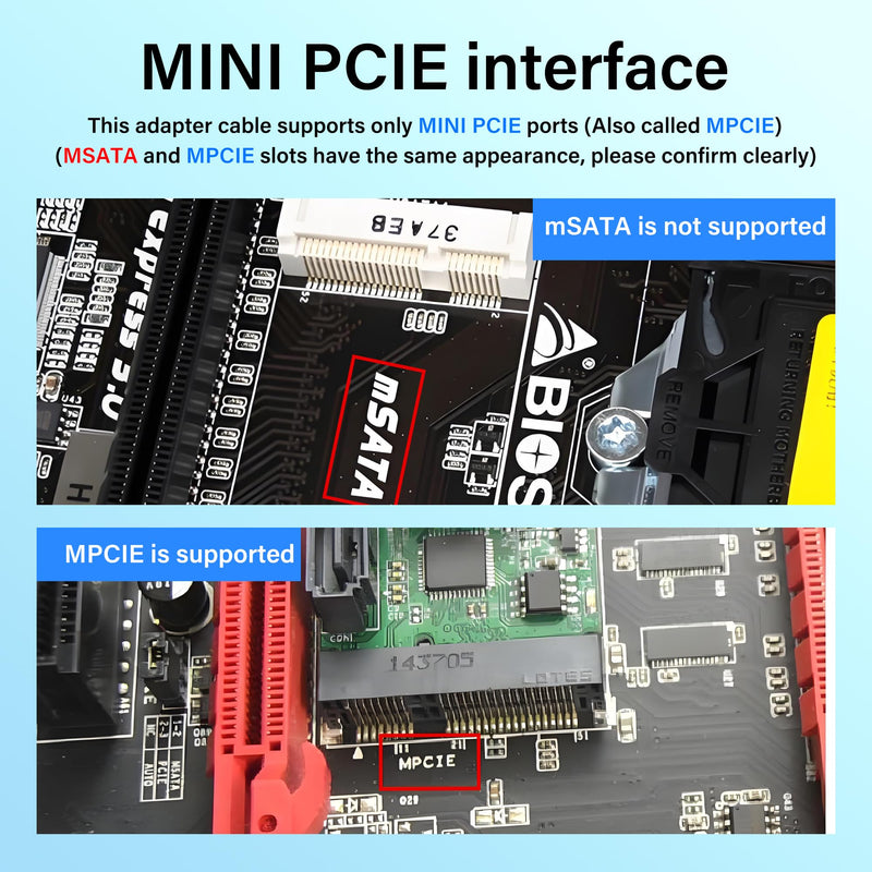 SinLoon Mini PCIE Wireless Network Card to PCIe X16 Extender Cable Mini-Pcie Male to PCI-E X16 Female Riser Cable 20CM