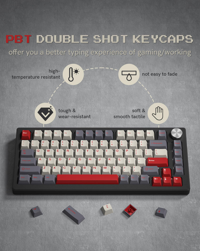 Womier Keycaps, Custom PBT Doubleshot Keycaps 60 65 75 100 Percent, Cherry Profile Retro Keycaps, 61/64/68/84/87/100/104/108 Gaming Mechanical Keyboard Keycaps, 132 Keys Keycaps Set (Gorpcore Style) Gorpcore Style